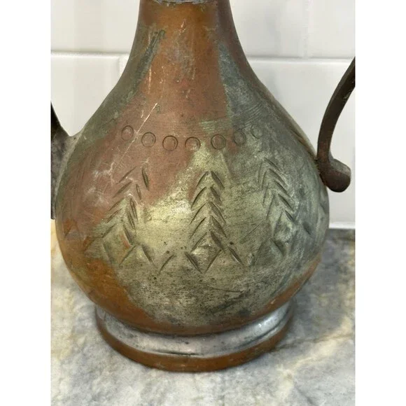 Antique Middle East Turkish Ottoman Or Middle Eastern Copper Jug Pitcher RARE - Picture 4 of 12
